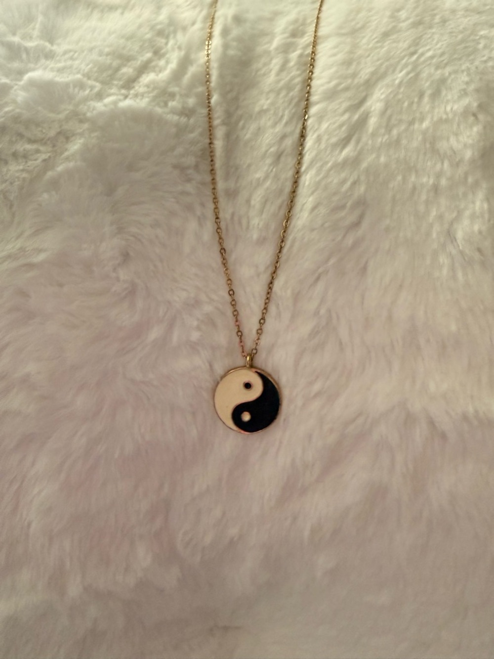 Gold Yin Yang Pendant Necklace - Black & White Women’s Jewelry